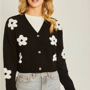 Black and White Floral Women's Sweater